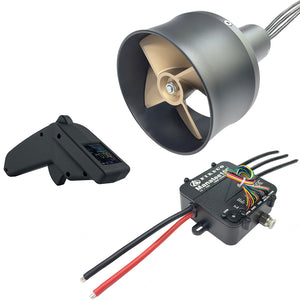Firduo 7.2KW eFoil KIT-1 – 65162 120KV Waterproof Motor with phase wires, Manatee 100 VESC, and VX3 remote controller flat lay