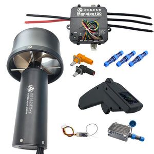 Firduo 7.2KW eFoil Full Kit Components – 65162 120KV Ducted Thruster Motor, Manatee 100 75V 100A VESC, VX3 Waterproof Remote, 2x IP68 Power connector, 3x IP68 Blue Waterproof Connectors, Bluetooth Module and UART Receiver