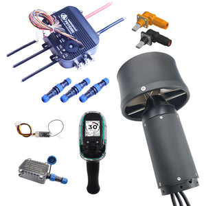 Firduo eFoil Full Kit Components – 75141 100KV Ducted Thruster Motor, FD75200 200A Waterproof ESC, VX5 Remote, 3x IP68 Waterproof Connectors, 2x IP68 power connector, UART Receiver and Accessories