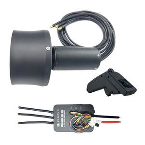 Firduo 3.7KW eFoil Kit – Close-Up of T2000 Thruster Water Inlet, Manatee 100 Pro ESC, and VX3 Remote