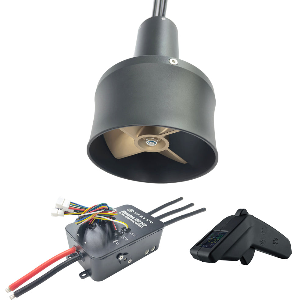 Firduo 3.7KW eFoil Kit – T2000 Thruster Front Propeller Angle with Manatee 100 Pro VESC and VX3 Remote