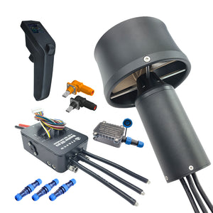 Firduo 3.7KW eFoil Full Kit Components – T2000 Ducted Underwater Thruster, Manatee 100 Pro 4-75V 100A VESC, VX3 Waterproof Remote, 2x Waterproof Power connector, 3x IP68 Blue Waterproof Connectors and UART Receiver